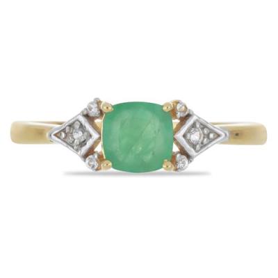 BUY 925 SILVER NATURAL EMERALD WITH WHITE ZIRCON GEMSTONE CLASSIC RING
